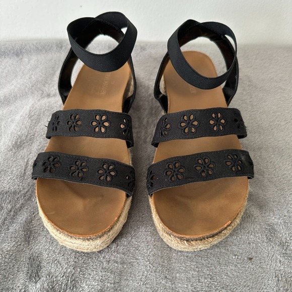Steve Madden Kimbrly Espadrille Platform Sandal Girls Sz 4‎ Black Beach Vacation - Picture 2 of 10